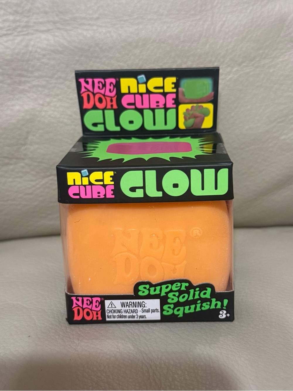 NEW NeeDoh Nice Cube Glow In The Dark Schylling Authentic ORANGE